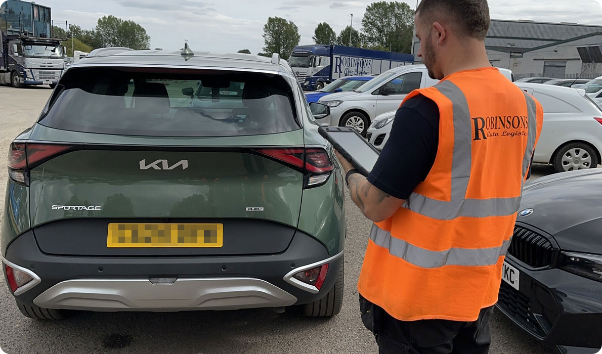 Security guard checking vehicle in robinson storage
